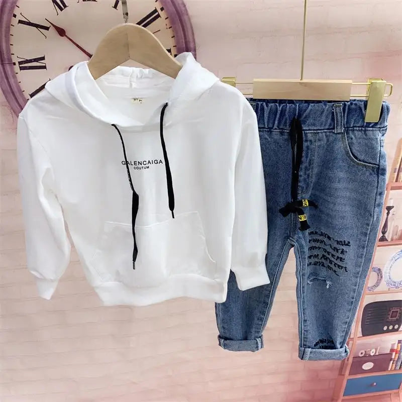 3psc Toddler Boy Clothes Children Clothing Pant Sets Spring Fall Denim  Jacket Long Sleeve Button Hooded Sweater Jeans Kids Suit